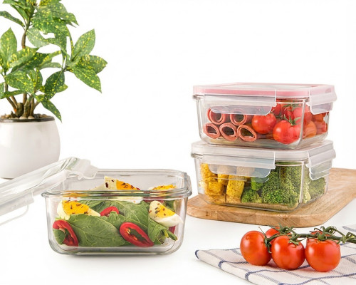 ظرف شیشه ای مربع لیمون 950 میلی لیتر